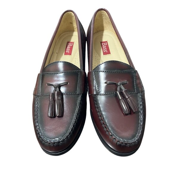 GH Bass Mens Tassel Loafers Brown Burgundy Leather Size 9.5 NEW - Picture 2 of 10